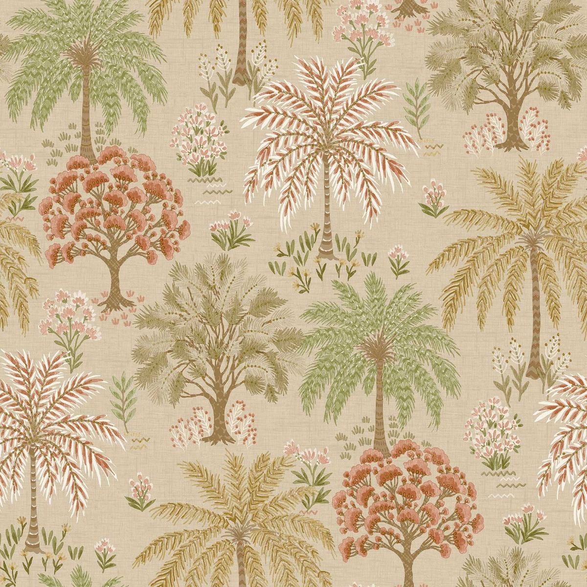 Tropical Trees Wallpaper Beige / Coral Holden 14290