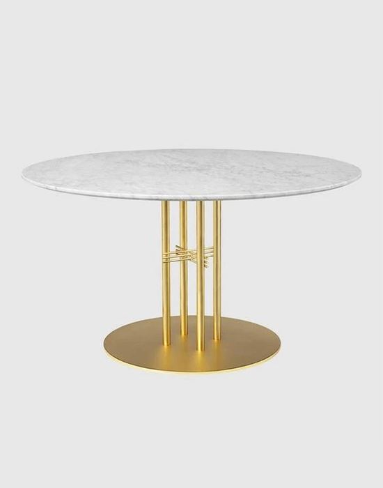 Ts Column Dining Table Brass Base Marble 130white