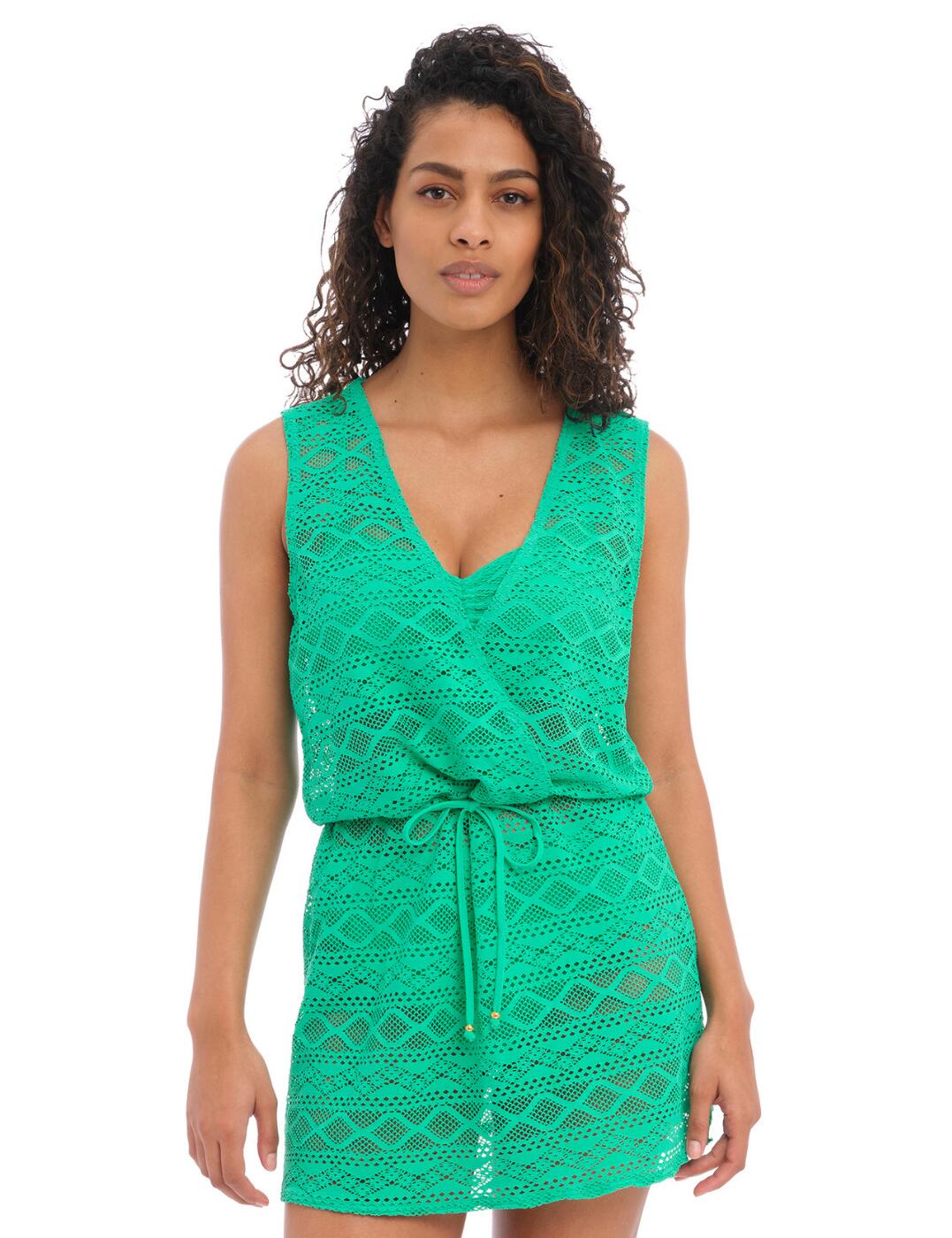Pick the perfect cover-up this season by choosing the Freya Sundance sun dress. This lightweight crochet dress is perfect for hot beach days, with its relaxed fit and cap sleeves for a breezy look. With an updated classic style, the optional deep V-neckline provides just enough coverage while still having that alluring style. Skinny ties at the waist come with embossed metal bead details on their ends, providing a subtle but irresistible element of texture and taking you in flatteringly around the waist. Finally, you can complete your look with matching coordinating pieces that will make sure you look effortlessly put together.  Crochet sun dress Relaxed fit Deep V-neck Tie waist detail Waist skinny ties with embossed metal bead detail on the ends of ties Cap sleeves Matching coordinates available Country of origin: Indonesia Composition: 94% Polyamide &pipe; 6% Elastane Listed in UK sizes  60690-105613-1387603 3978 Cover Up