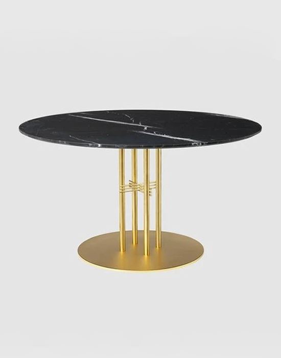 Ts Column Dining Table Brass Base Marble 130black
