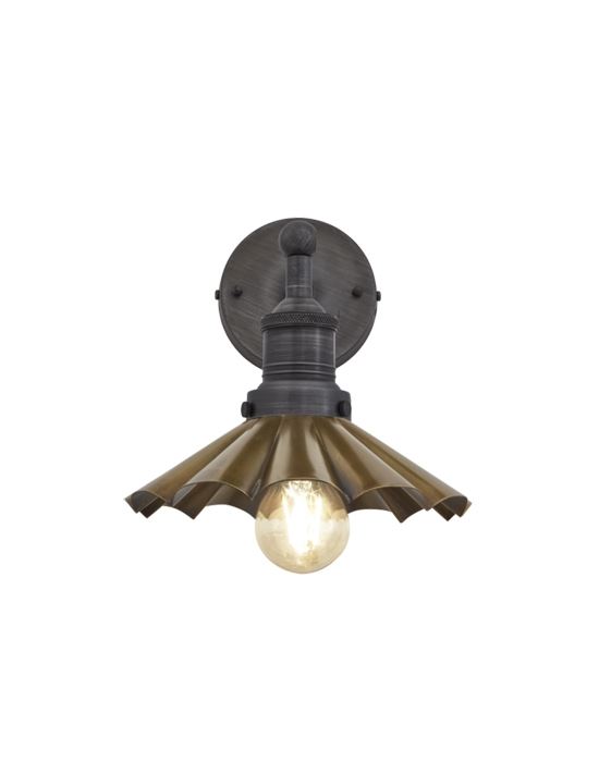 Brooklyn Vintage Antique Sconce Wall Lamp Umbrella Brass Shade Pewter Holder