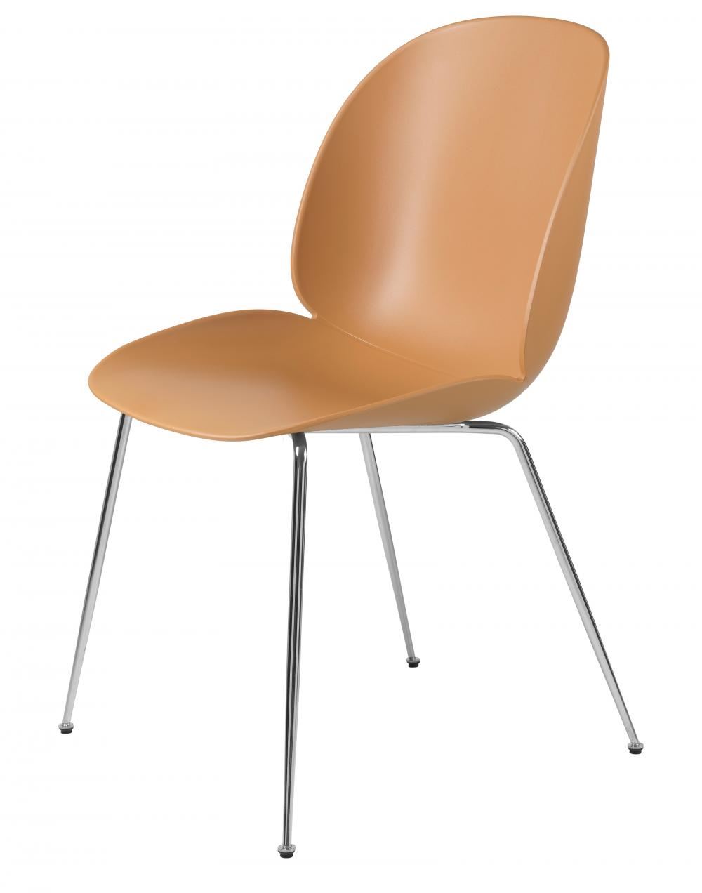 Beetle Dining Chair Conic Base Unupholstered Chrome Base Amber Brown