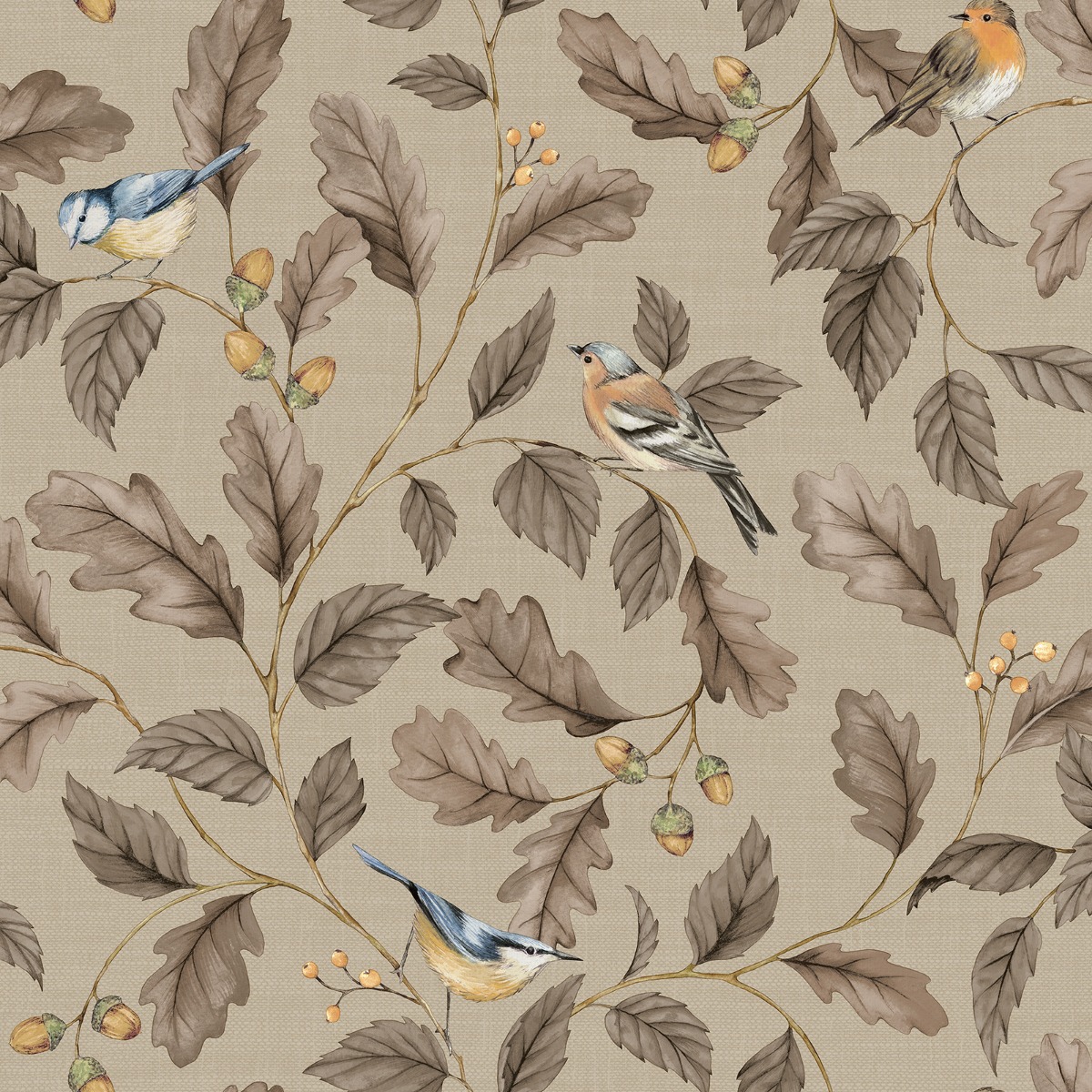 Oakleigh Trail Wallpaper Taupe Crown M1884