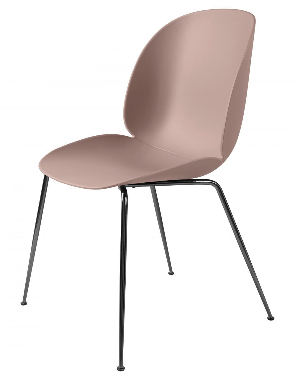 Beetle Dining Chair Conic Base Unupholstered Black Chrome Base Sweet Pink