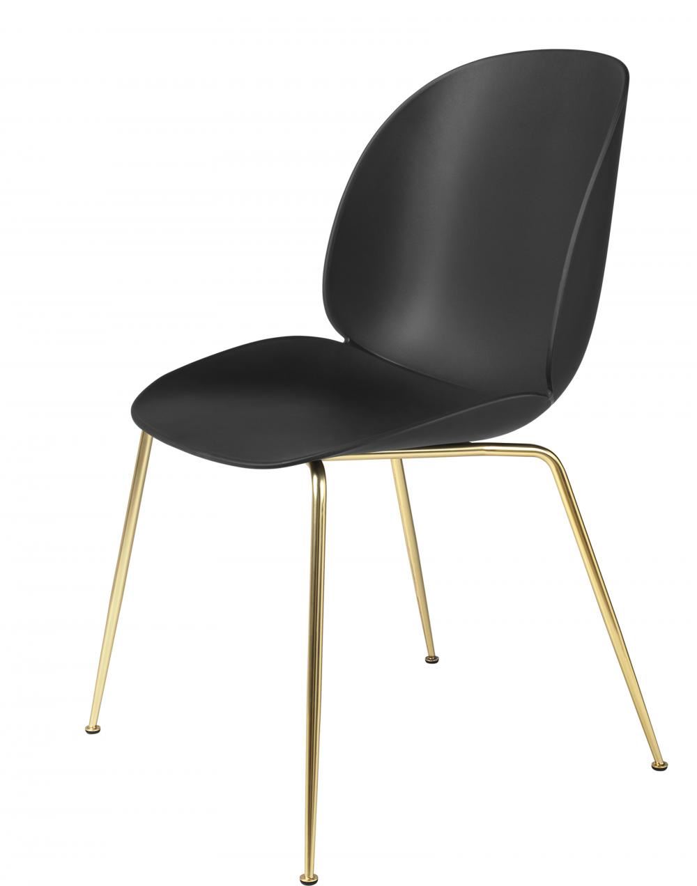 Beetle Dining Chair Conic Base Unupholstered Semi Matt Brass Base Black