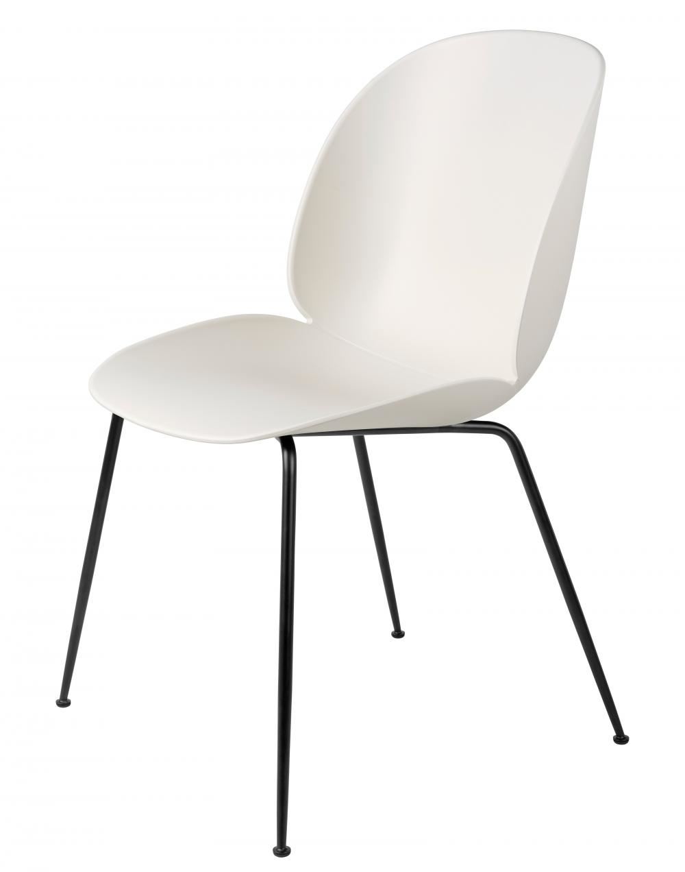 Beetle Dining Chair Conic Base Unupholstered Matt Black Base Alabaster White