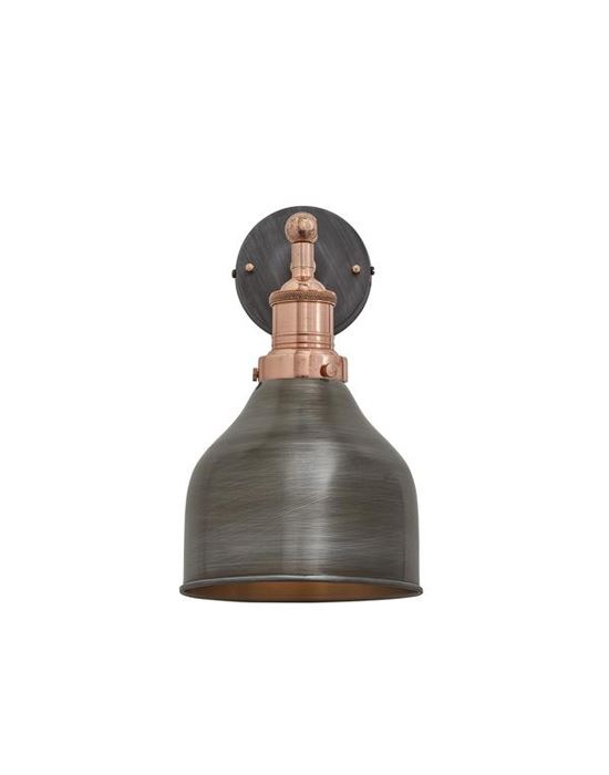 Brooklyn Vintage Antique Sconce Wall Lamp Cone Pewter Shade Copper Holder