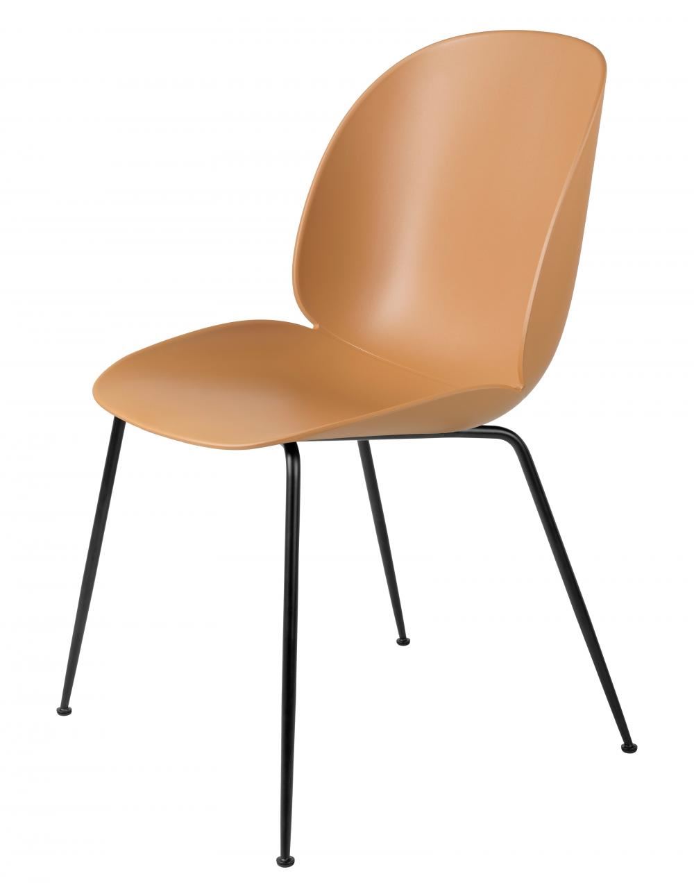 Beetle Dining Chair Conic Base Unupholstered Matt Black Base Amber Brown