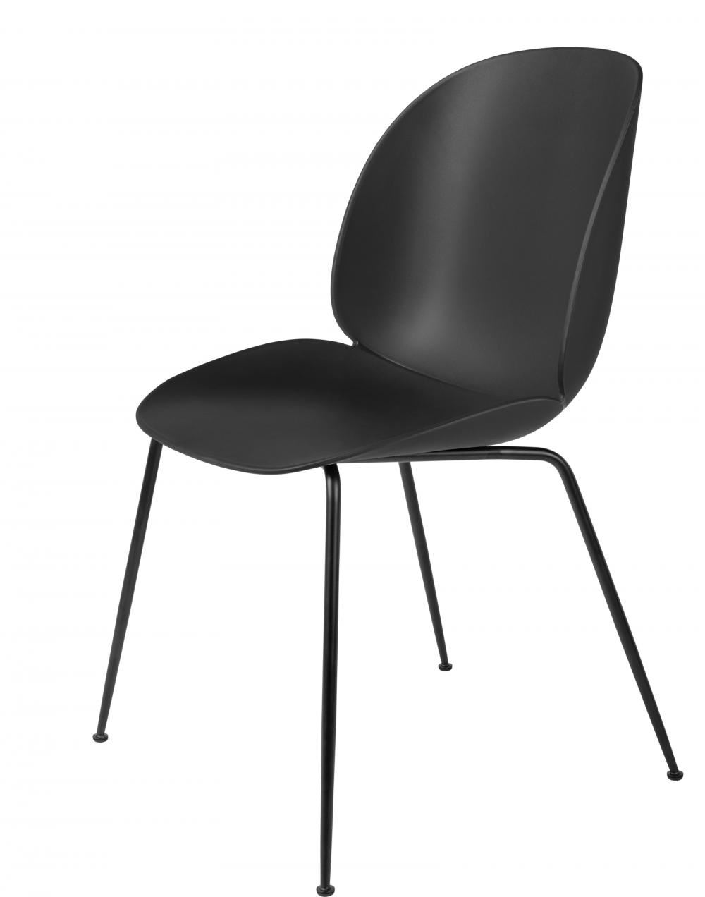 Beetle Dining Chair Conic Base Unupholstered Matt Black Base Black