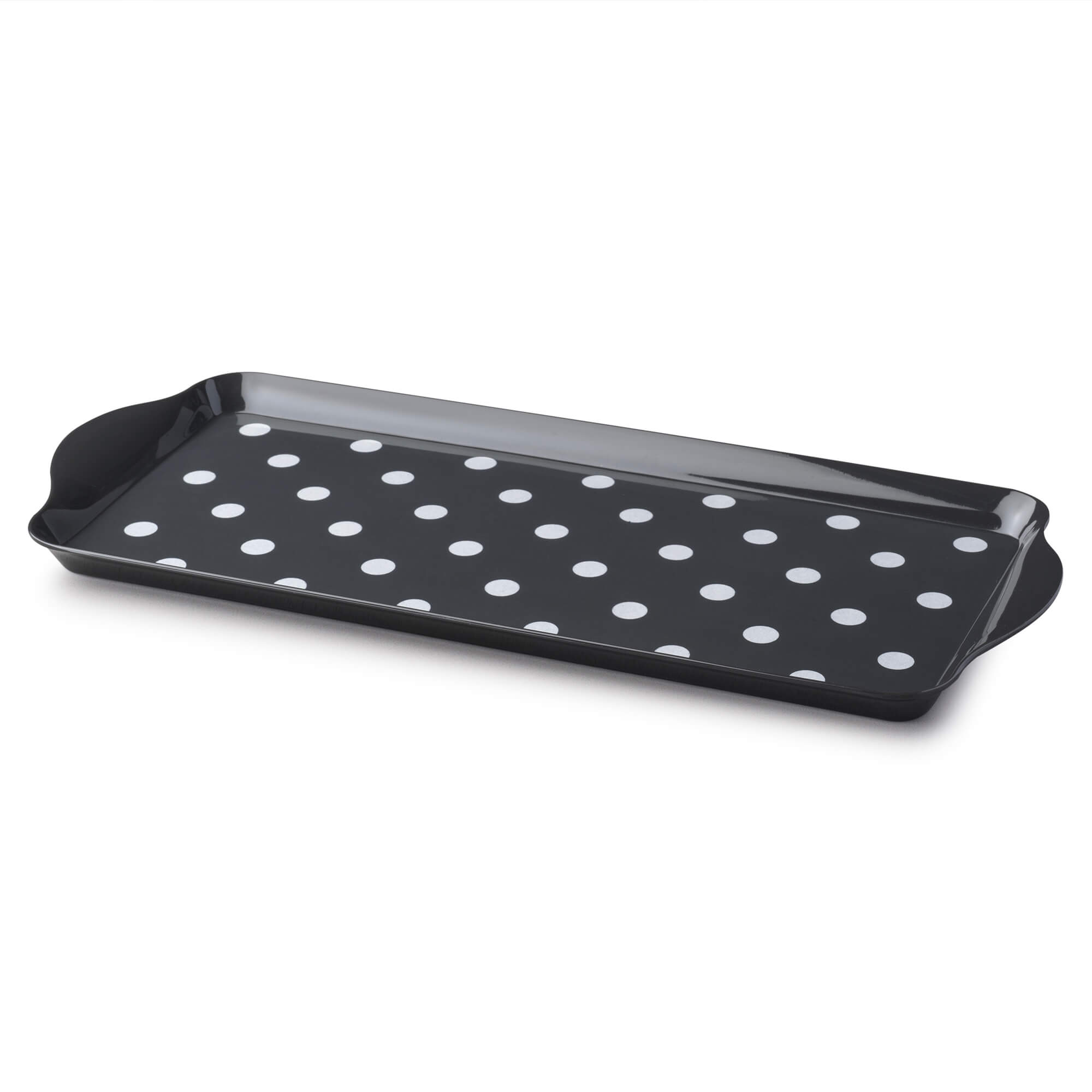 Zeal Premium Melamine Dotty Serving Tray, Large, Dark Grey