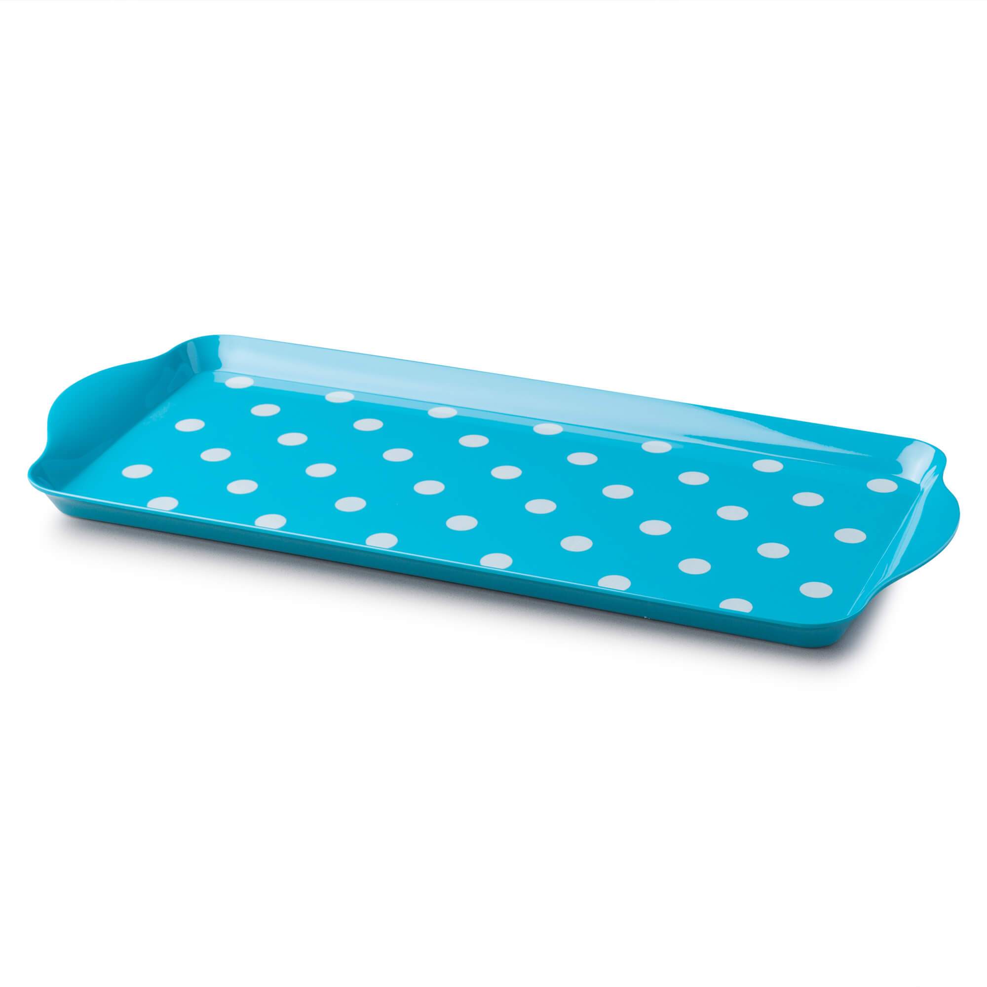 Zeal Premium Melamine Dotty Serving Tray, Large, Aqua