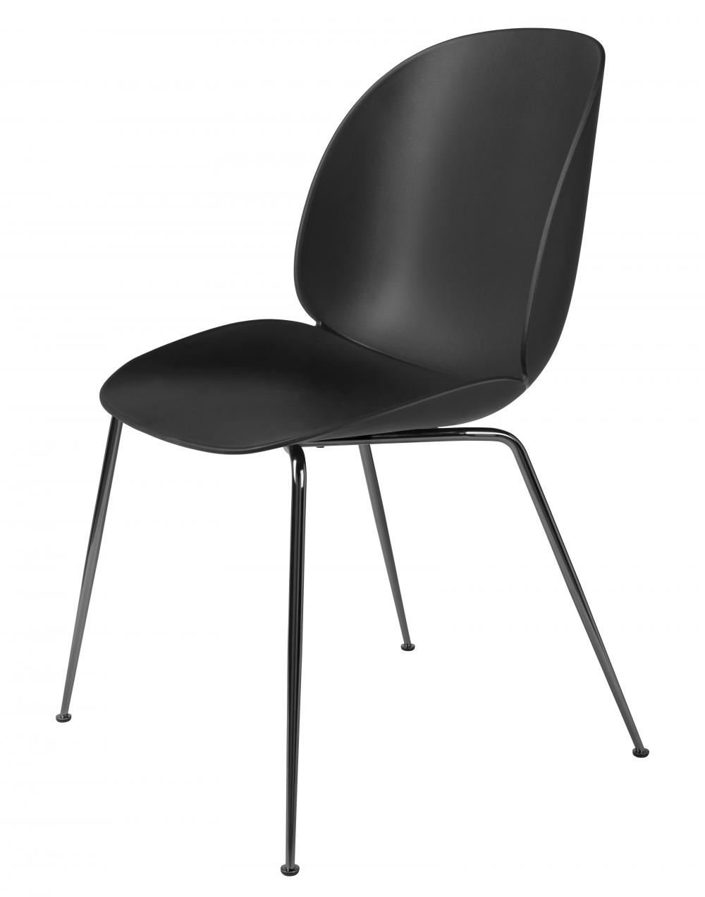 Beetle Dining Chair Conic Base Unupholstered Chrome Base Black