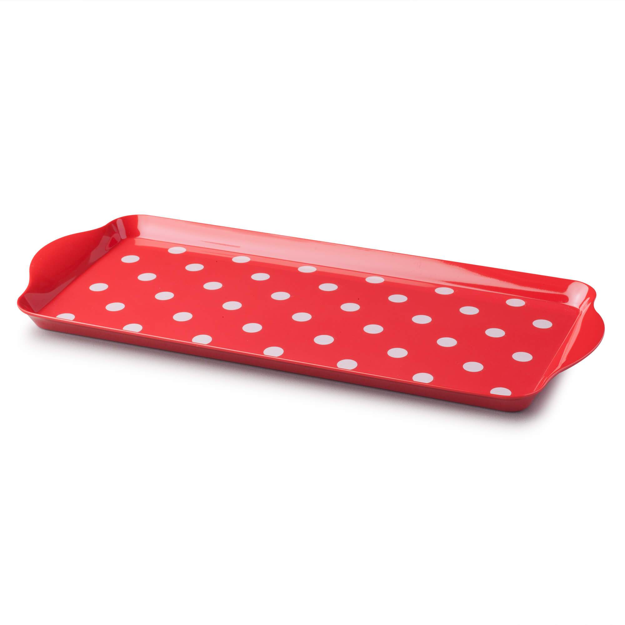 Zeal Premium Melamine Dotty Serving Tray, Large, Red