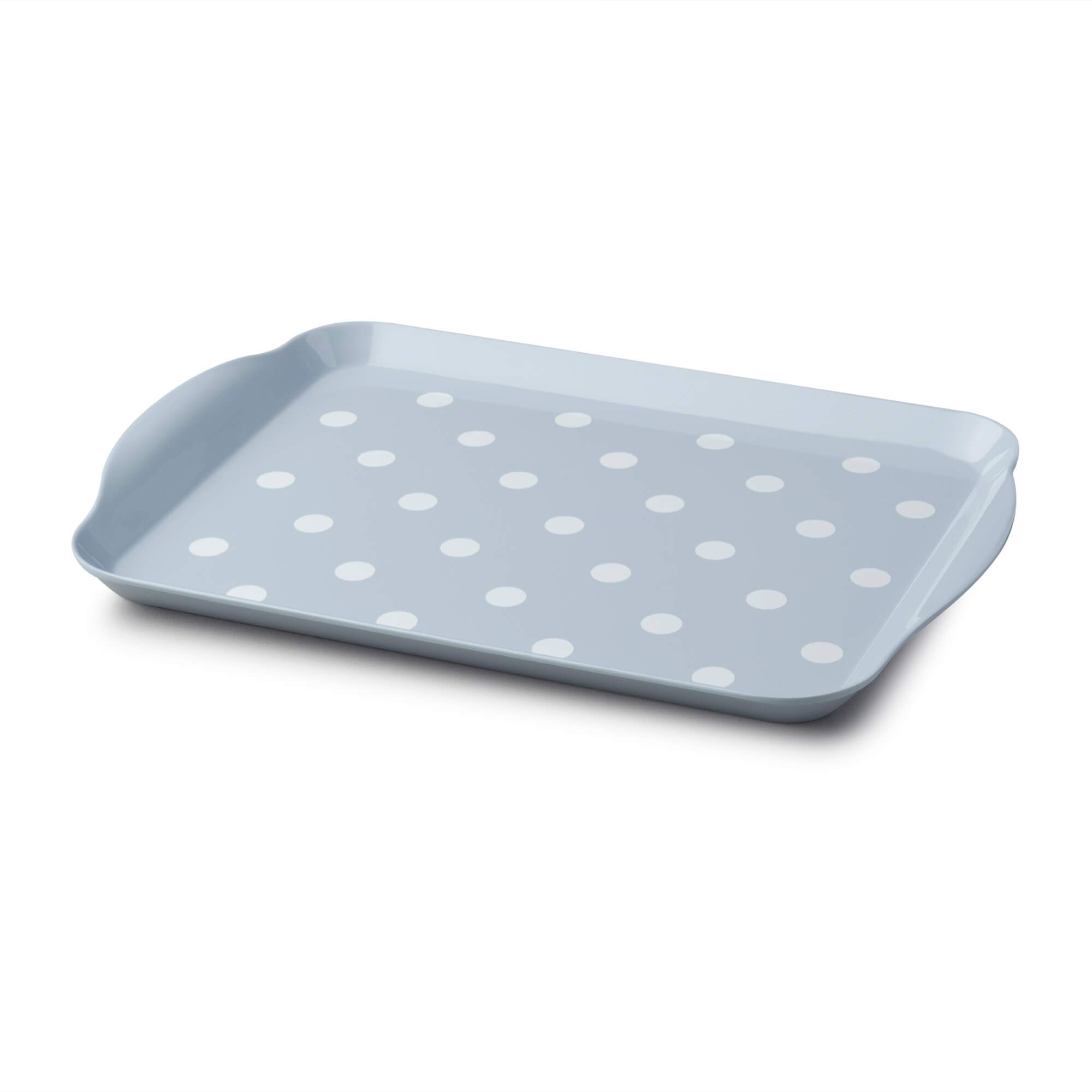Zeal Premium Melamine Dotty Serving Tray, Medium, Duck Egg Blue