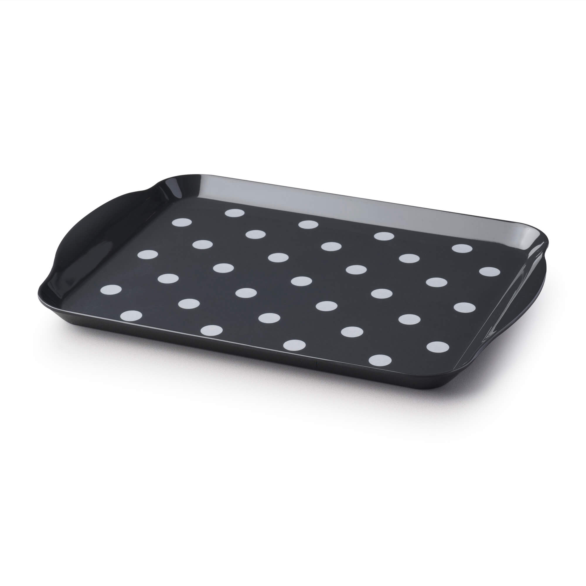 Zeal Premium Melamine Dotty Serving Tray, Medium, Dark Grey