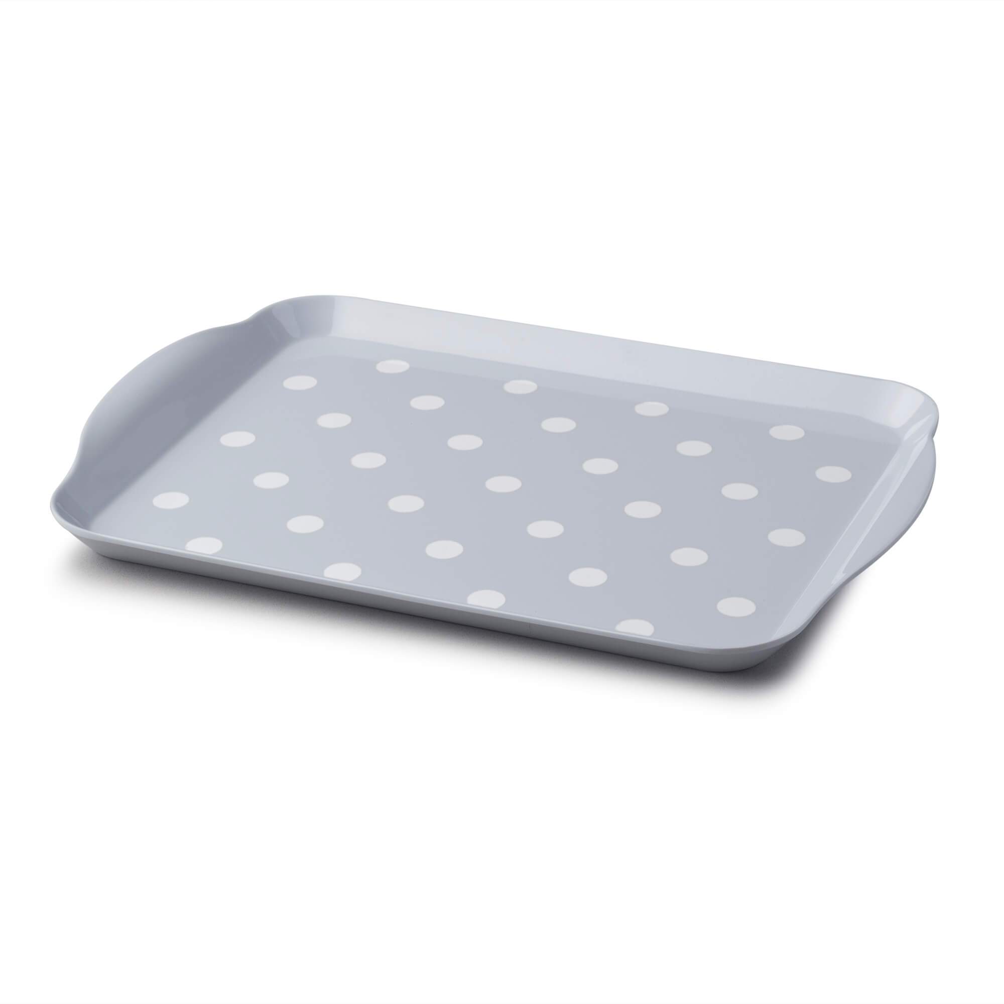 Zeal Premium Melamine Dotty Serving Tray, Medium, French Grey