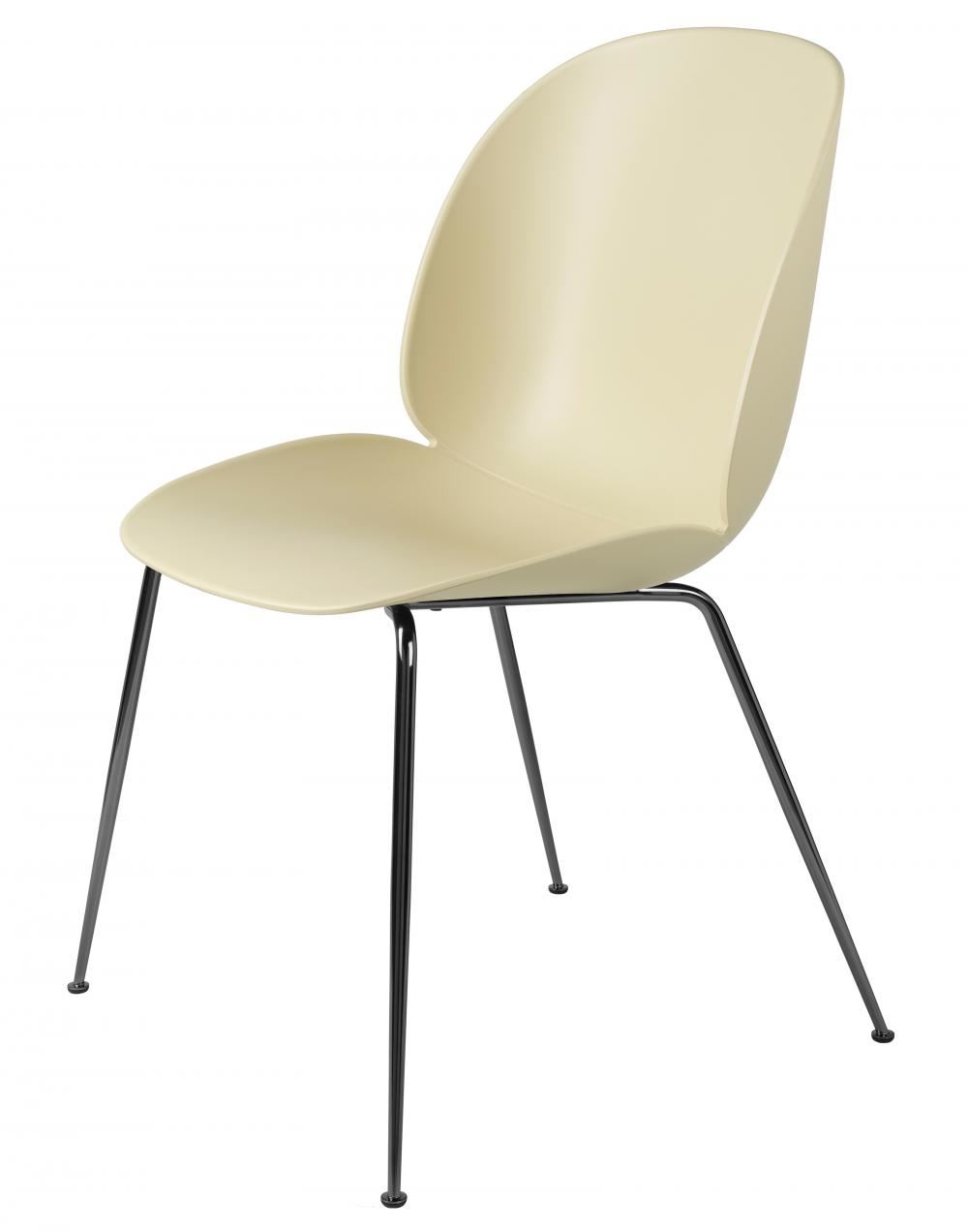 Beetle Dining Chair Conic Base Unupholstered Black Chrome Base Pastel Green