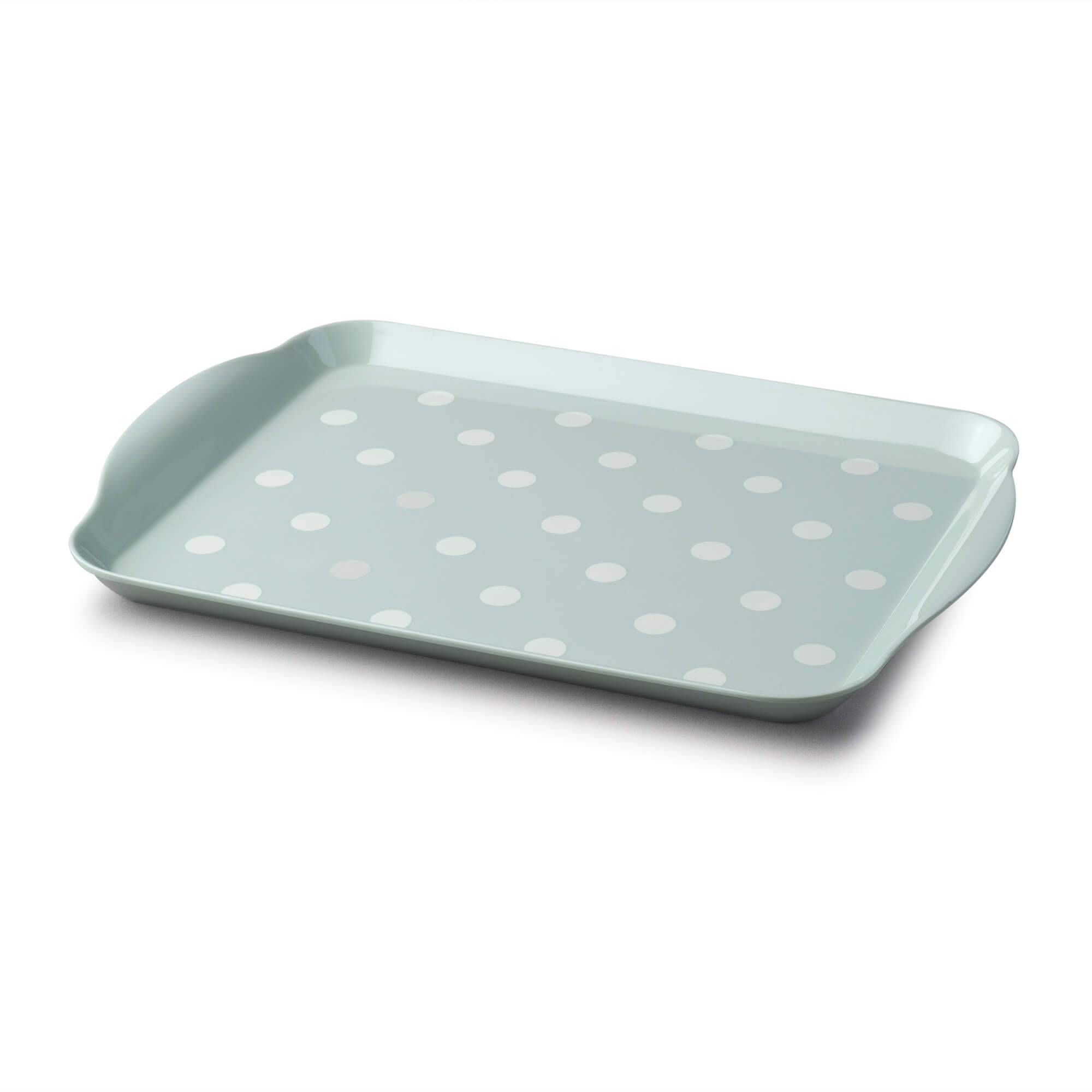 Zeal Premium Melamine Dotty Serving Tray, Medium, Sage Green