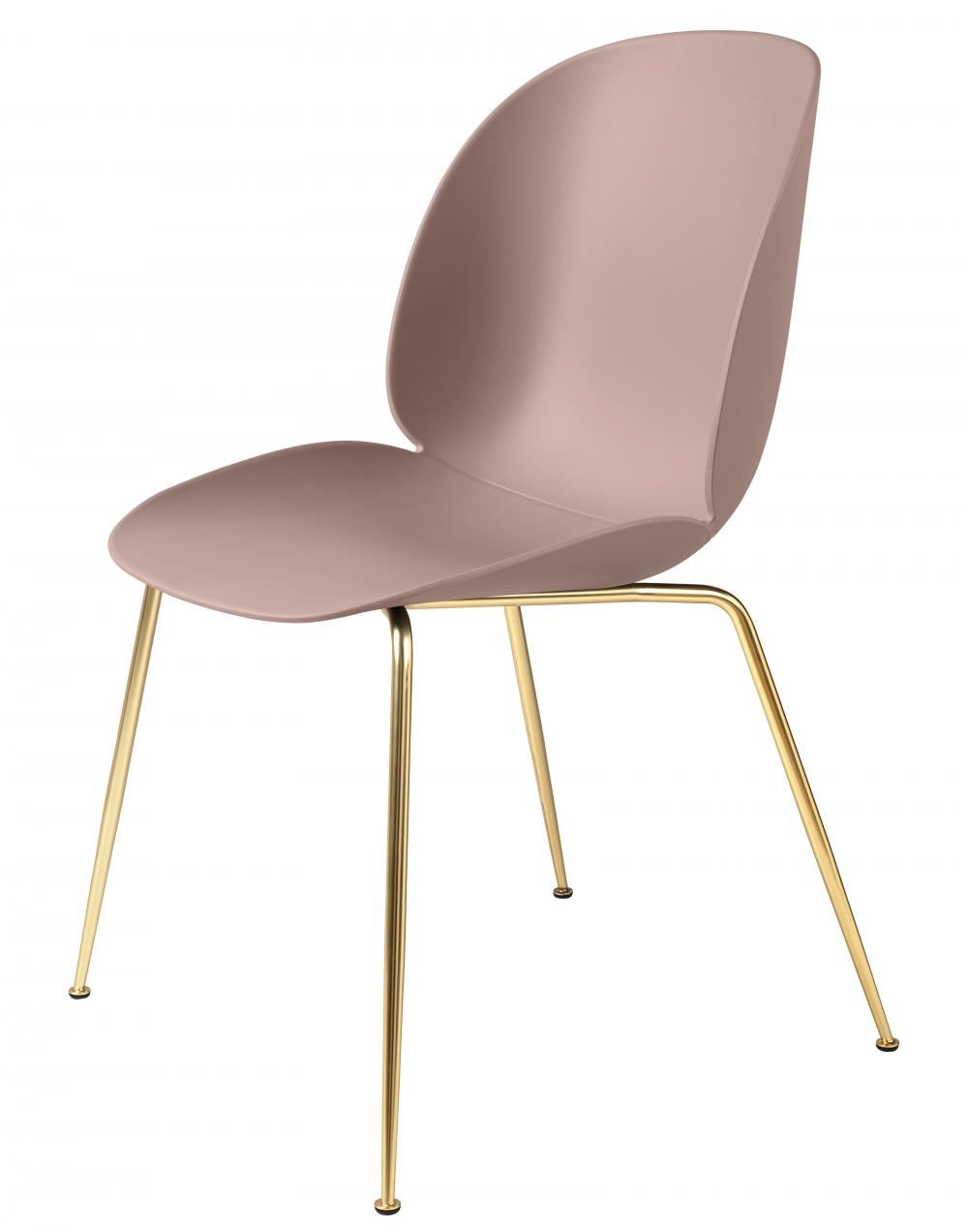 Beetle Dining Chair Conic Base Unupholstered Semi Matt Brass Base Sweet Pink