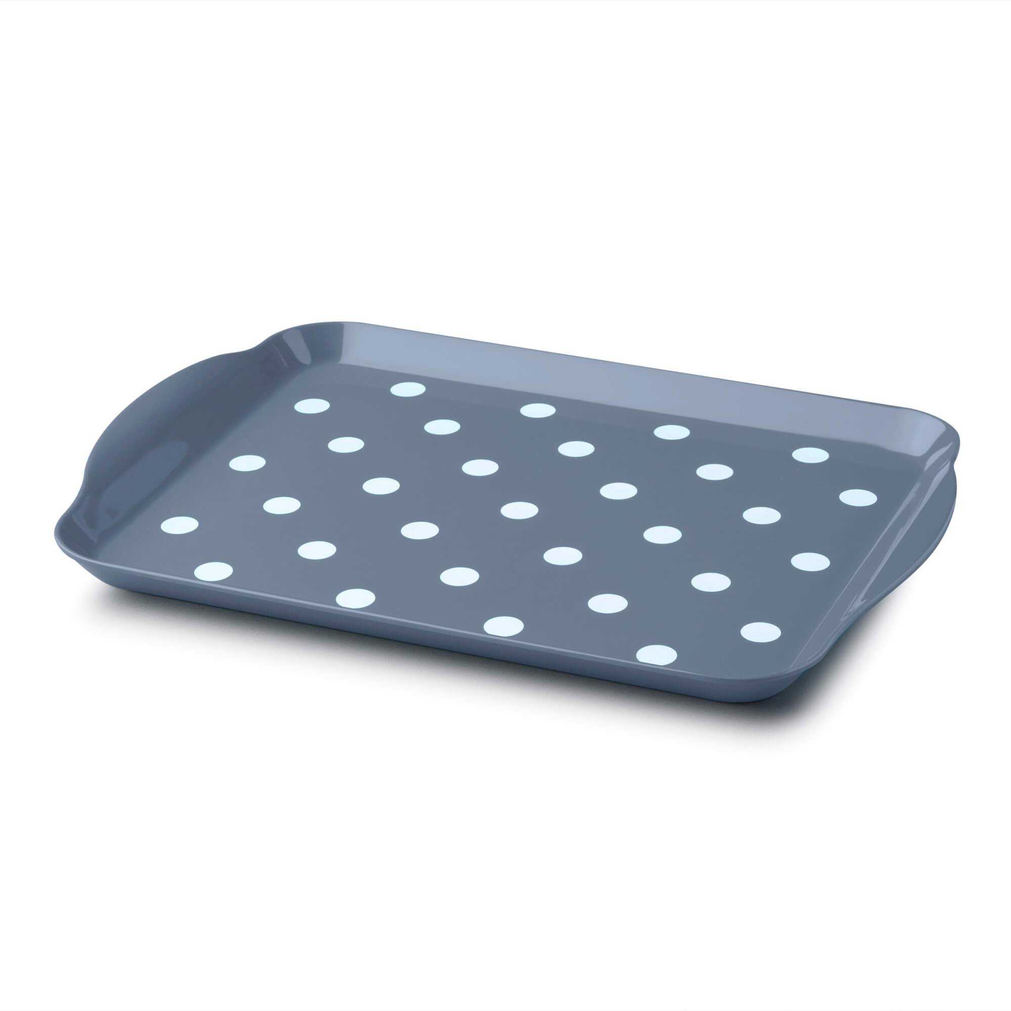 Zeal Premium Melamine Dotty Serving Tray, Medium, Provence Blue