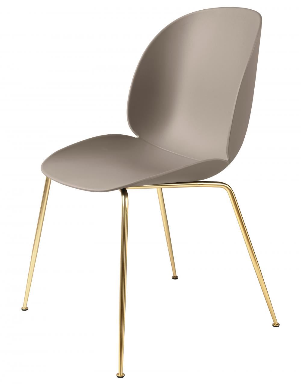 Beetle Dining Chair Conic Base Unupholstered Semi Matt Brass Base New Beige