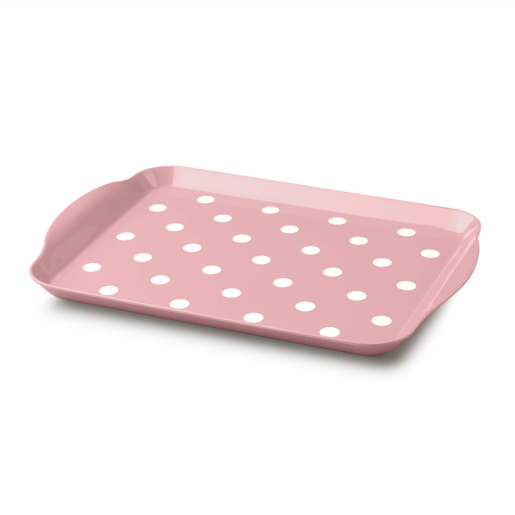 Zeal Premium Melamine Dotty Serving Tray, Medium, Rose
