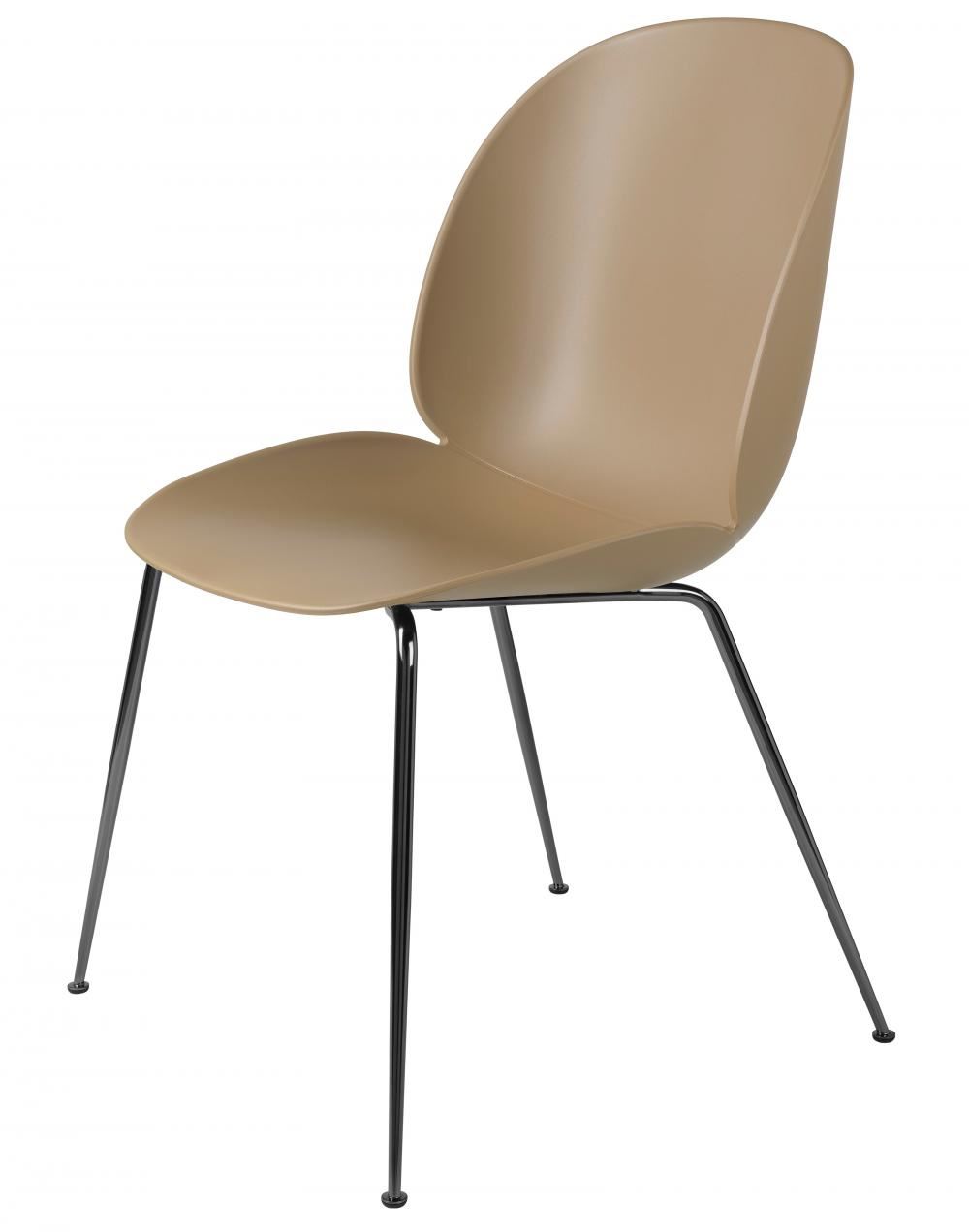 Beetle Dining Chair Conic Base Unupholstered Black Chrome Base Pebble Brown