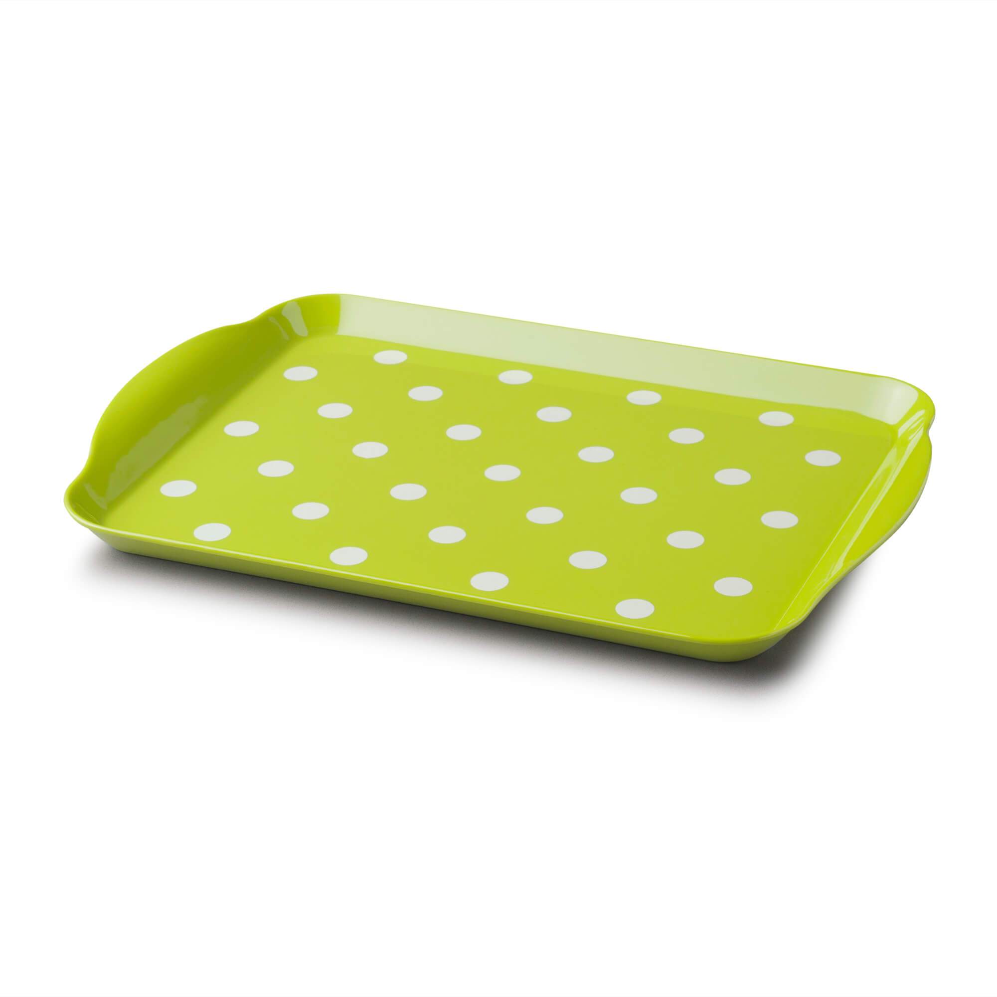 Zeal Premium Melamine Dotty Serving Tray, Medium, Lime