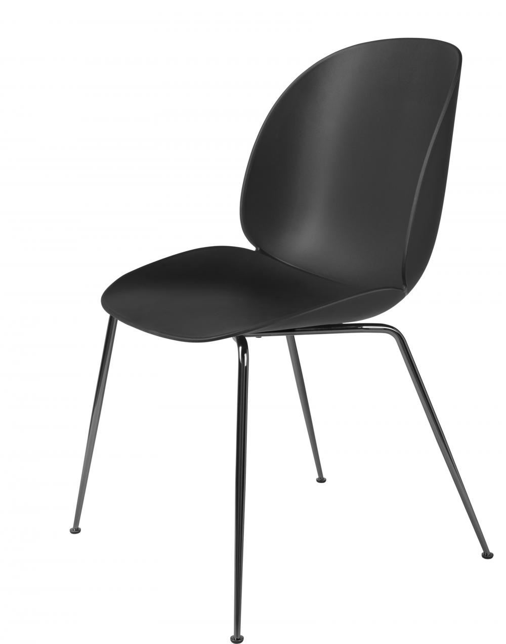 Beetle Dining Chair Conic Base Unupholstered Black Chrome Base Black