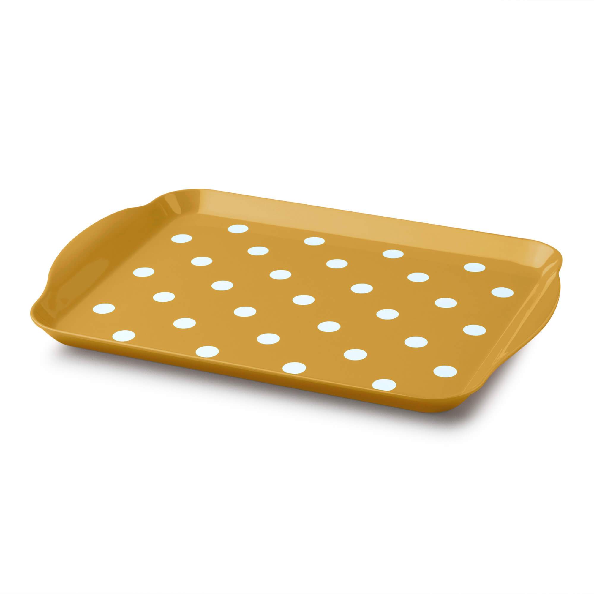 Zeal Premium Melamine Dotty Serving Tray, Medium, Mustard
