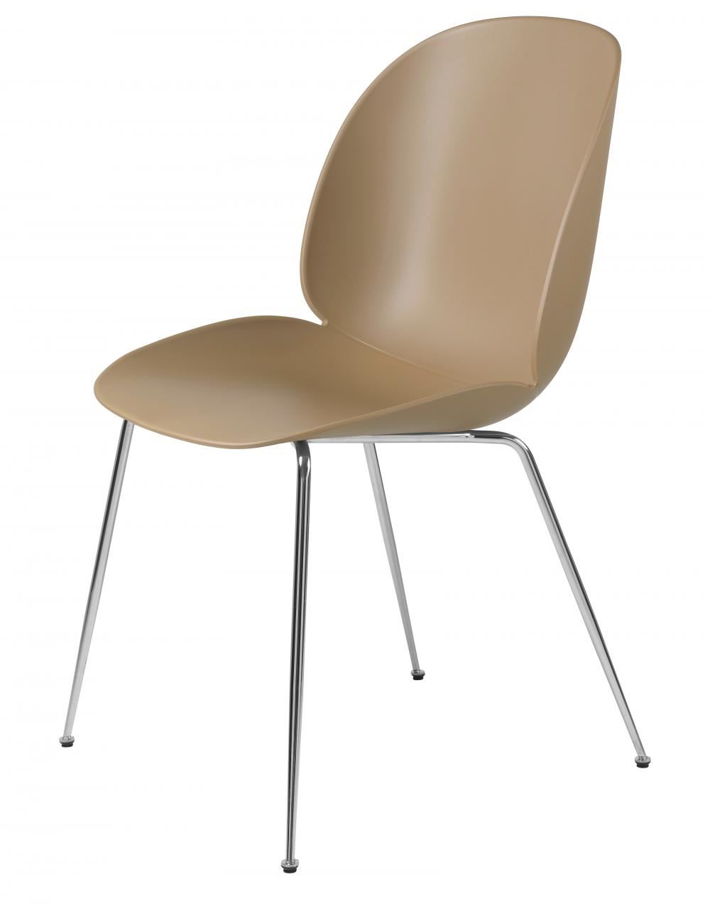 Beetle Dining Chair Conic Base Unupholstered Chrome Base Pebble Brown