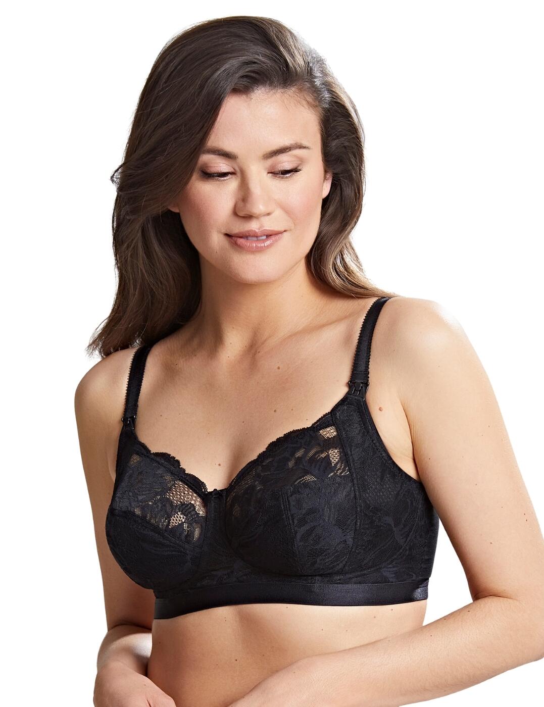 The Naomi Maternity nursing bra ensures you feel the utmost comfort without compromising on style. The convenient design has drop-down cups and an inner sling to allow for skin-to-skin contact whilst nursing. The 4 piece cups create a comfortable fit and the innovative fabric is breathable, allowing for odour control whilst the lace design ensures a feminine finish. Adjustable shoulder straps and a long hook and eye feature offer support and the wireless design offers additional comfort.  Stylish lace fabric Functional drop-down cups Wireless design Longer hook and eye closure Breathable and odour-control fabric Fully adjustable shoulder straps Power mesh wings Country of origin: China Composition: 40% Polyamide &pipe; 26% TENCEL Lyocell &pipe; 19% Polyester &pipe; 8% Elastane &pipe; 7% Viscose Listed in UK sizes  60759-105703-1390888 10431 Maternity Bra