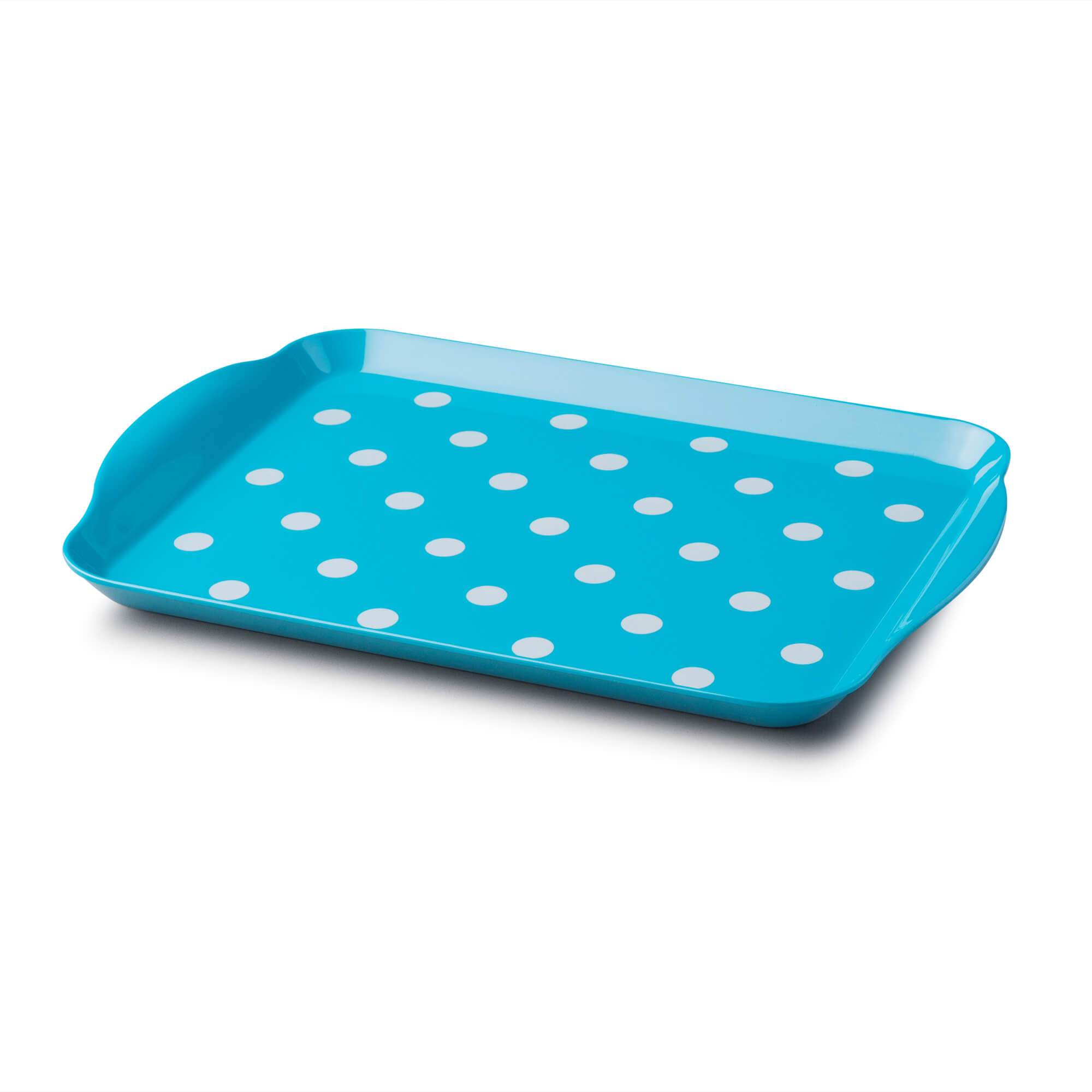 Zeal Premium Melamine Dotty Serving Tray, Medium, Aqua