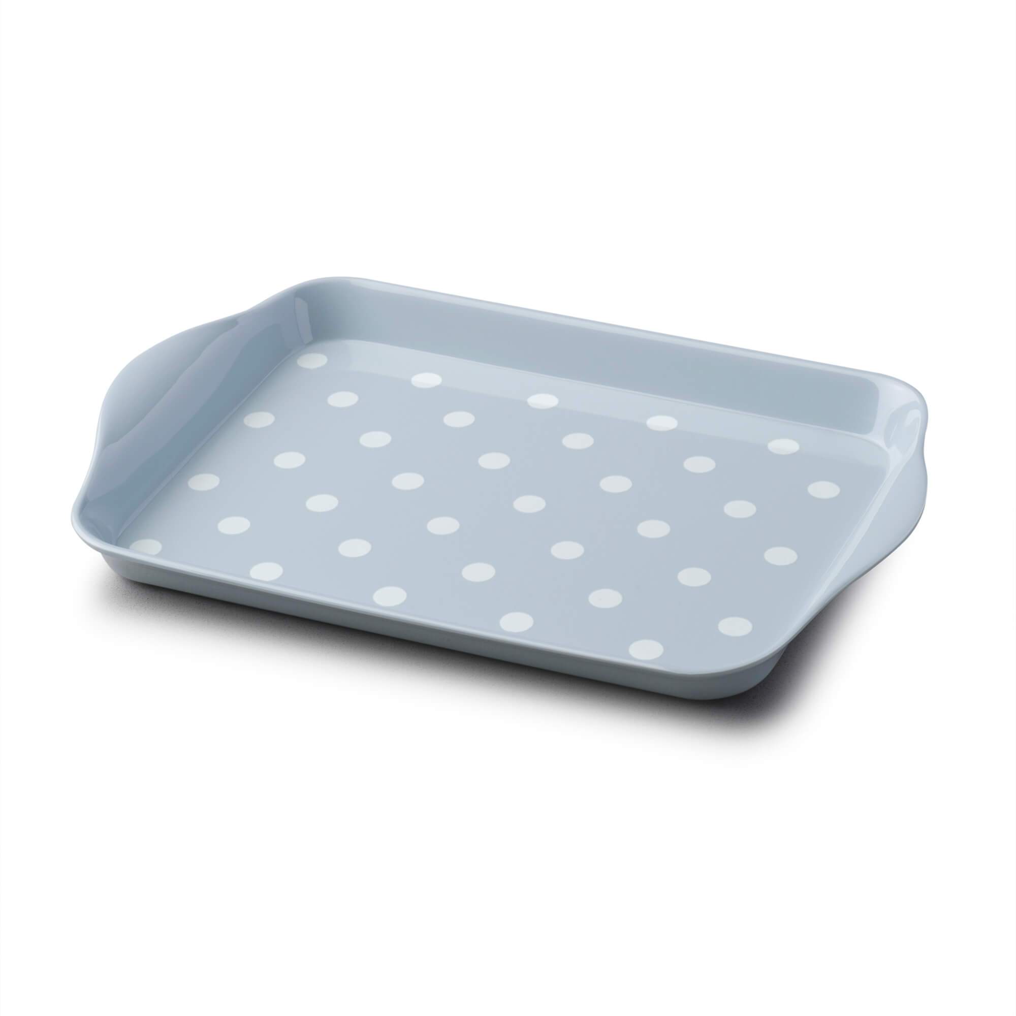 Zeal Premium Melamine Dotty Serving Tray, Small, Duck Egg Blue