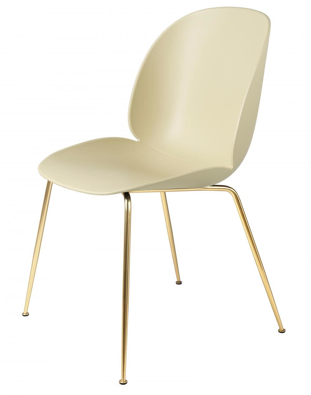 Beetle Dining Chair Conic Base Unupholstered Semi Matt Brass Base Pastel Green