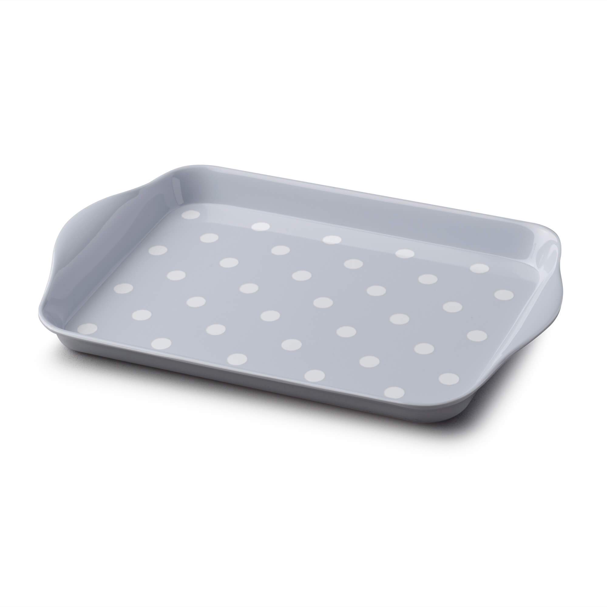 Zeal Premium Melamine Dotty Serving Tray, Small, French Grey