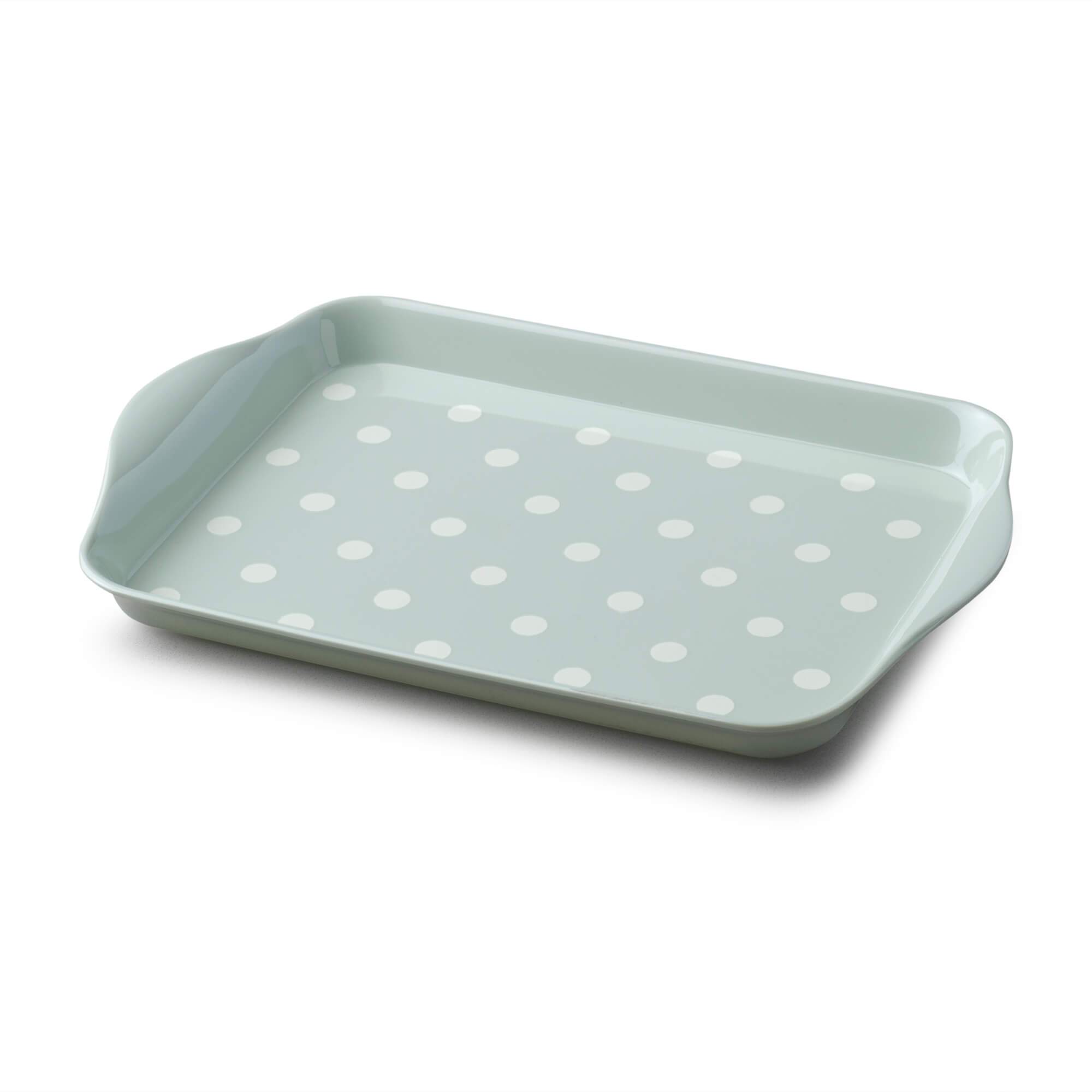 Zeal Premium Melamine Dotty Serving Tray, Small, Sage Green