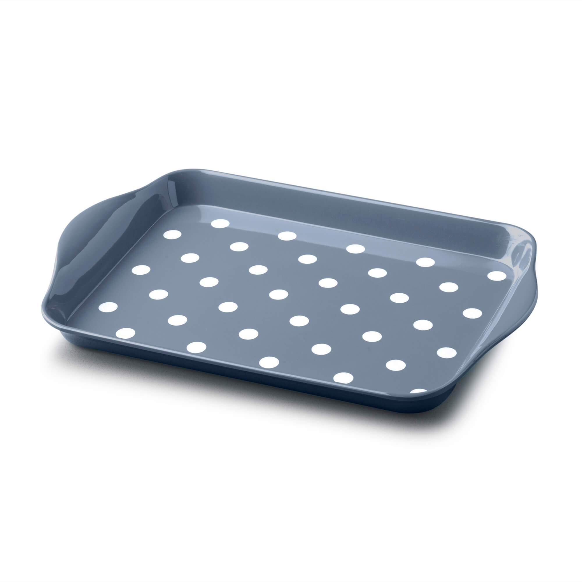 Zeal Premium Melamine Dotty Serving Tray, Small, Provence Blue
