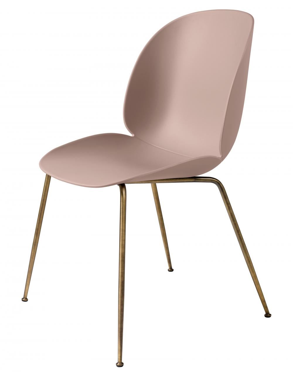 Beetle Dining Chair Conic Base Unupholstered Antique Brass Base Sweet Pink