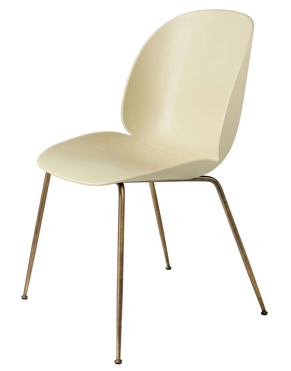 Beetle Dining Chair Conic Base Unupholstered Antique Brass Base Pastel Green