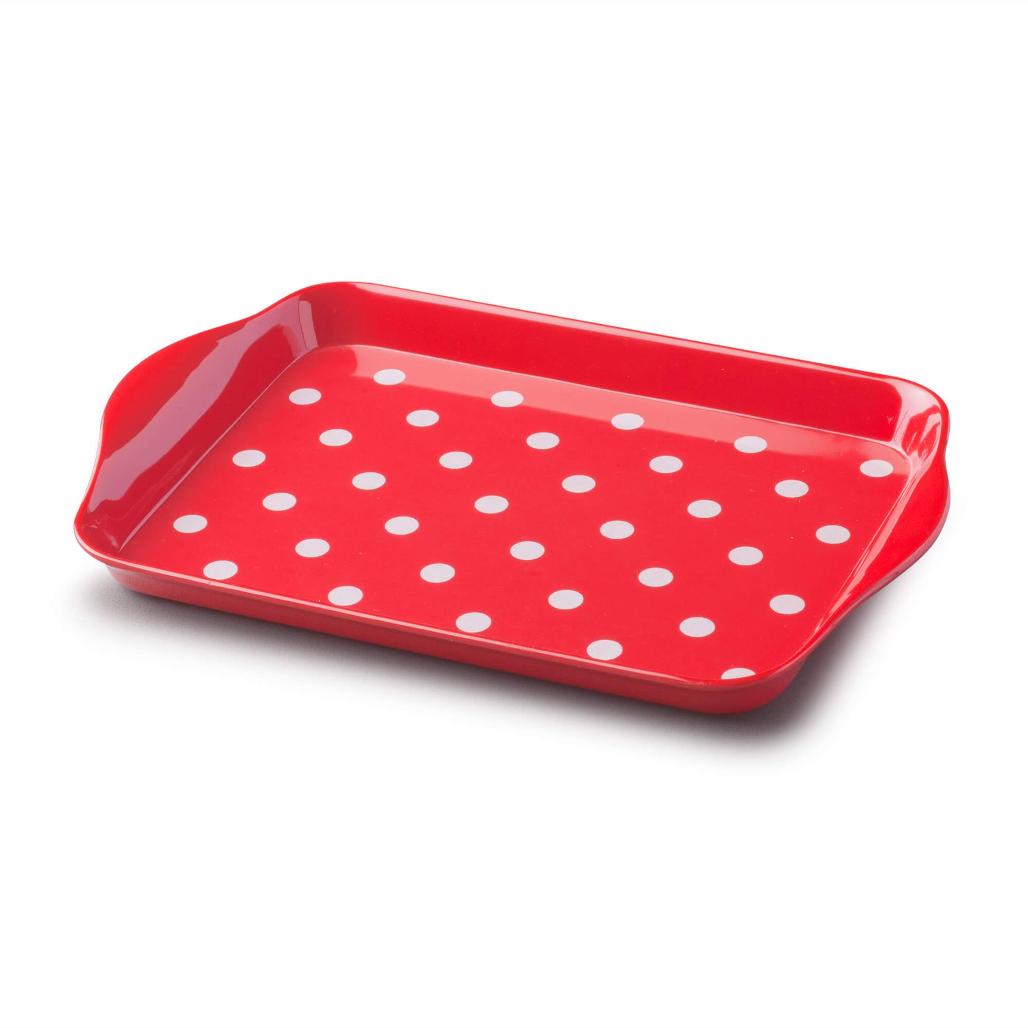 Zeal Premium Melamine Dotty Serving Tray, Small, Red