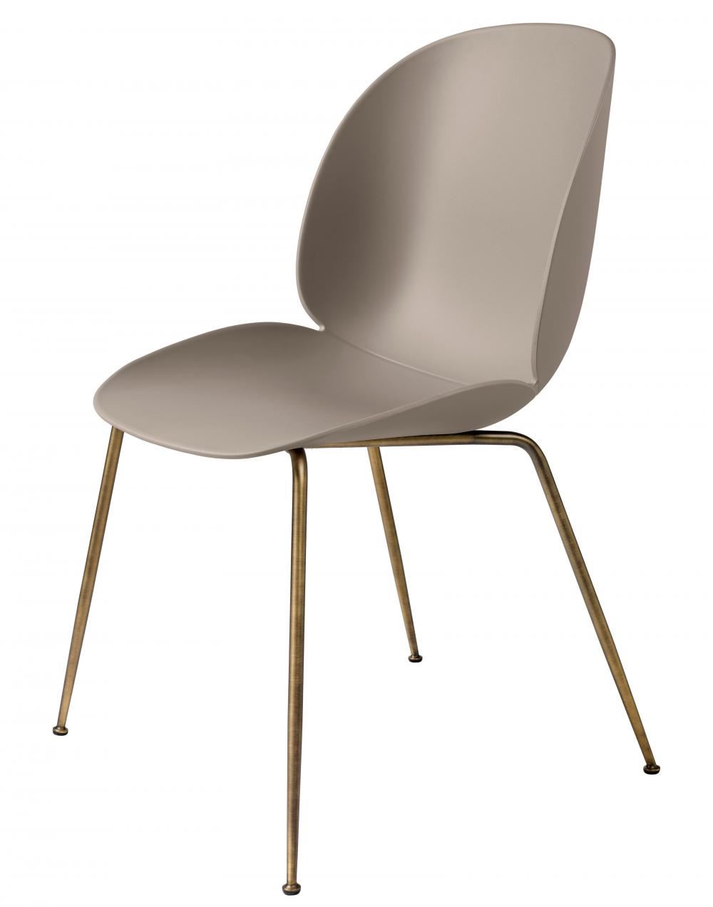 Beetle Dining Chair Conic Base Unupholstered Antique Brass Base New Beige