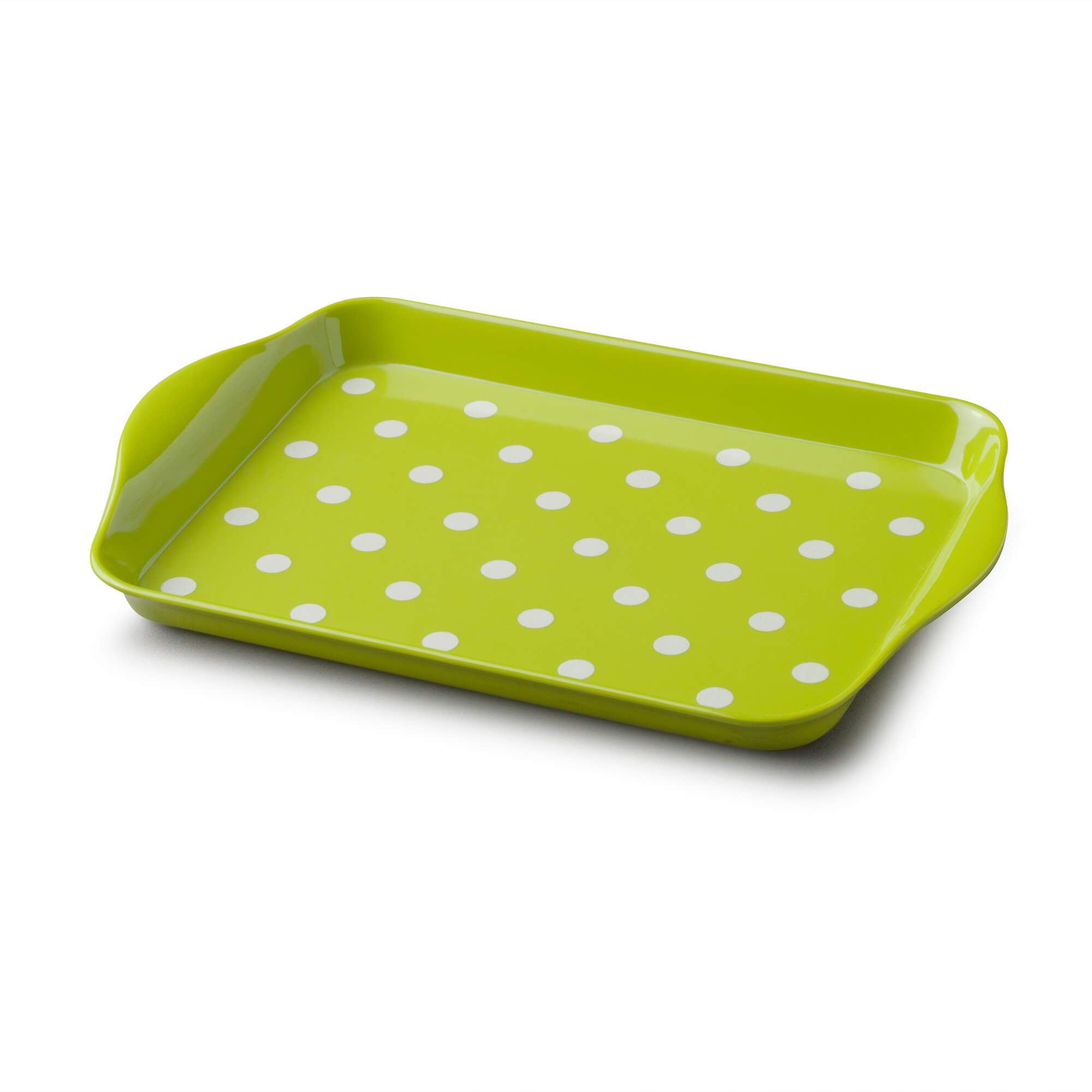 Zeal Premium Melamine Dotty Serving Tray, Small, Lime