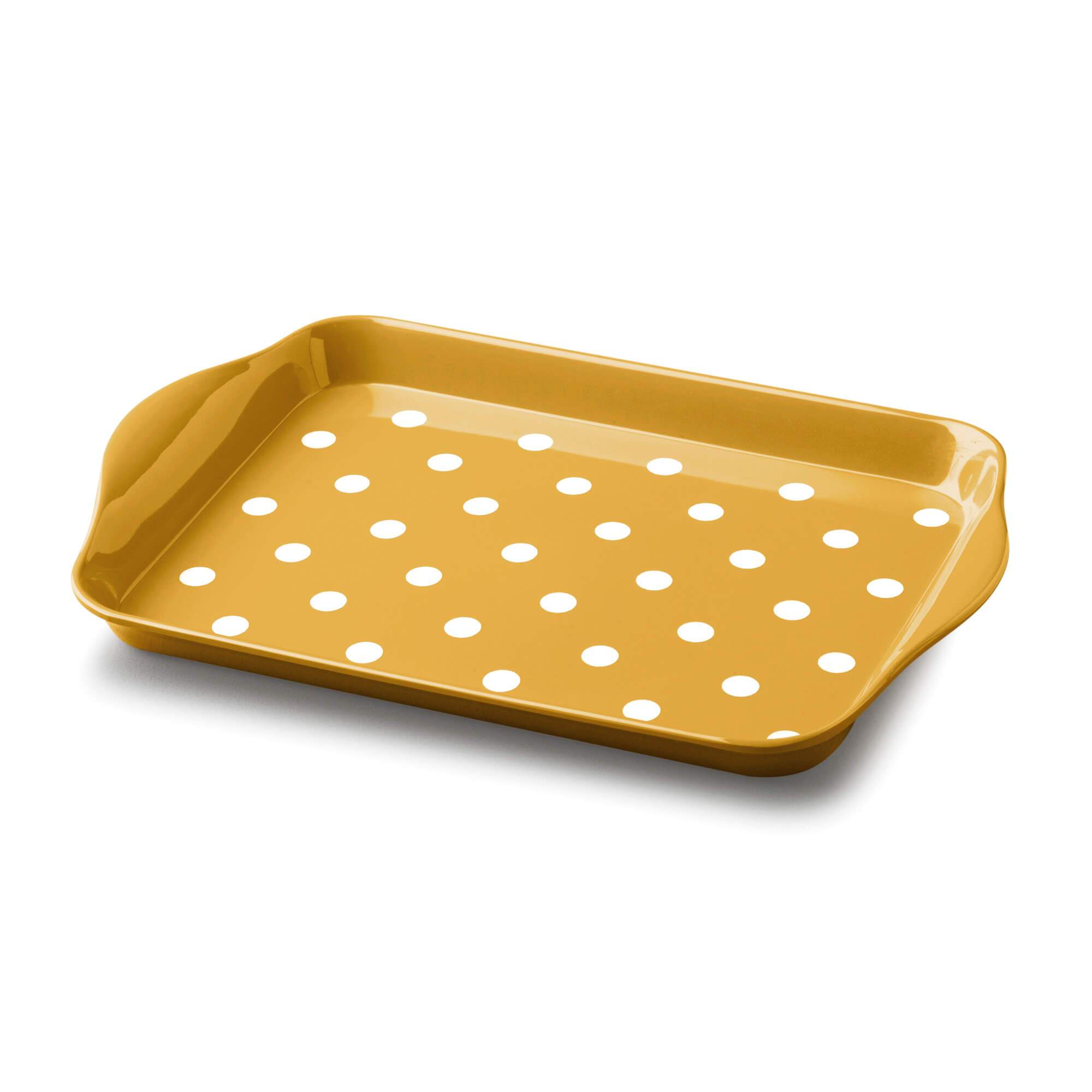 Zeal Premium Melamine Dotty Serving Tray, Small, Mustard