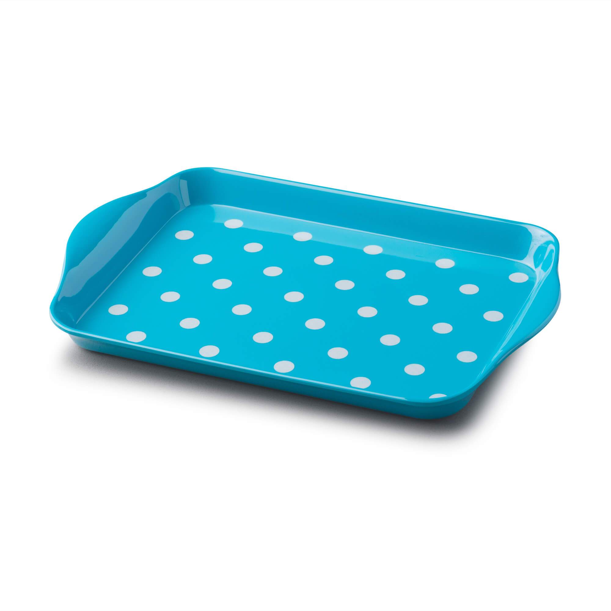 Zeal Premium Melamine Dotty Serving Tray, Small, Aqua