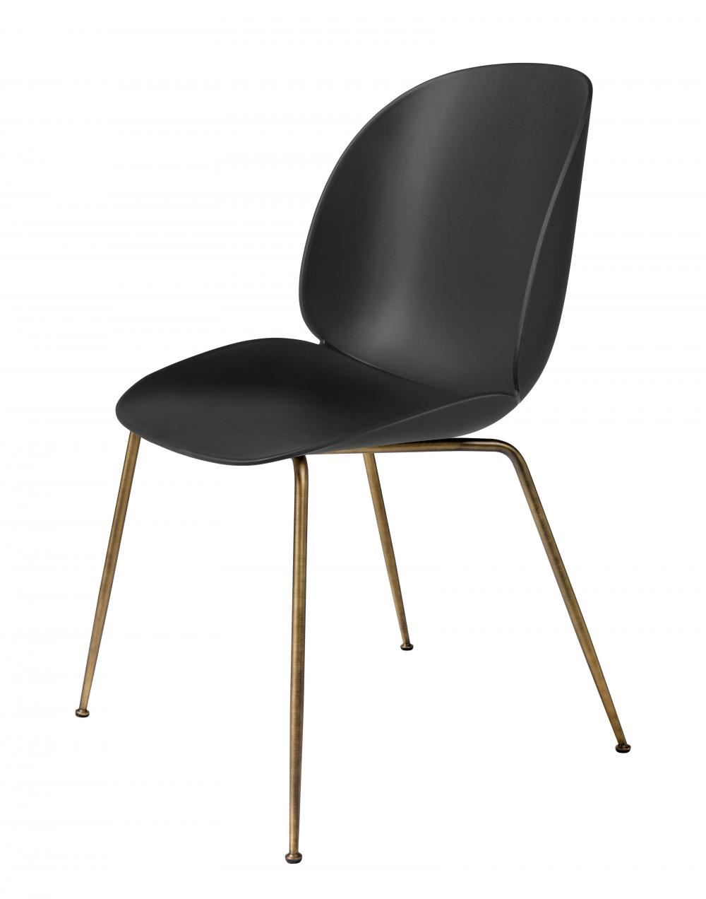 Beetle Dining Chair Conic Base Unupholstered Antique Brass Base Black