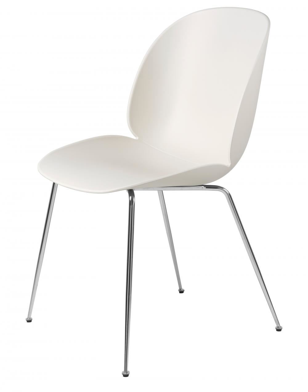 Beetle Dining Chair Conic Base Unupholstered Chrome Base Alabaster White