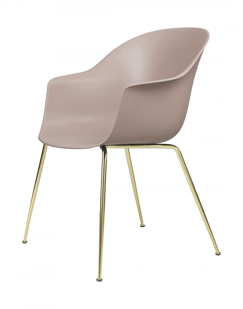 Bat Dining Chair Conic Base Unupholstered Brass Sweet Pink