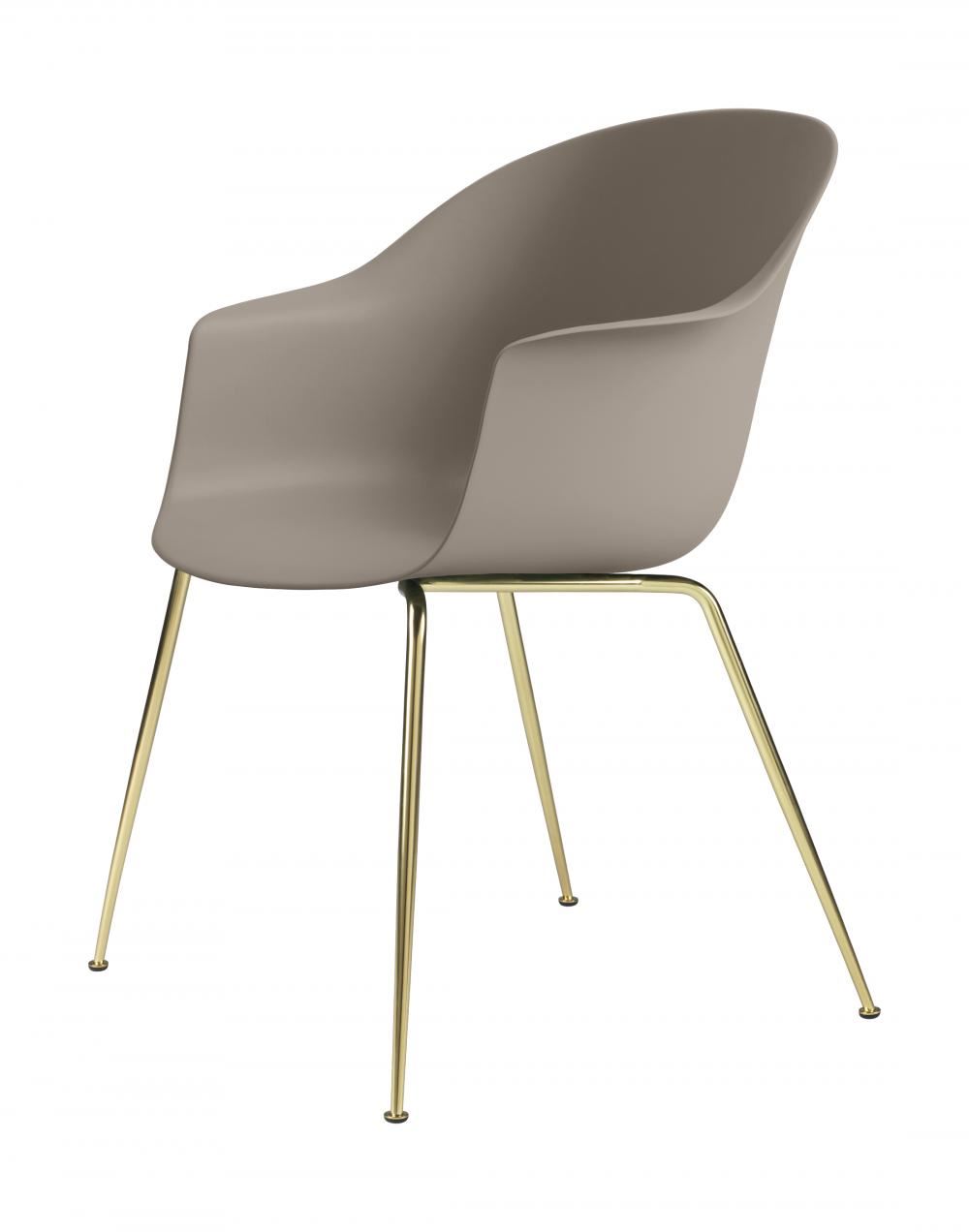 Bat Dining Chair Conic Base Unupholstered Brass New Beige
