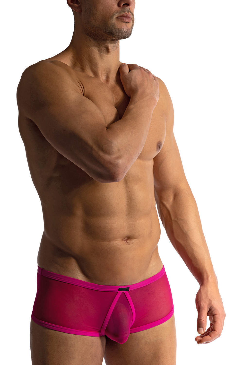 Shop see through mesh Manstore M2416 Tarzan Hot Pants boxer briefs. Silky male hipster trunk shorts – cup pouch and narrower understrap. Buy online